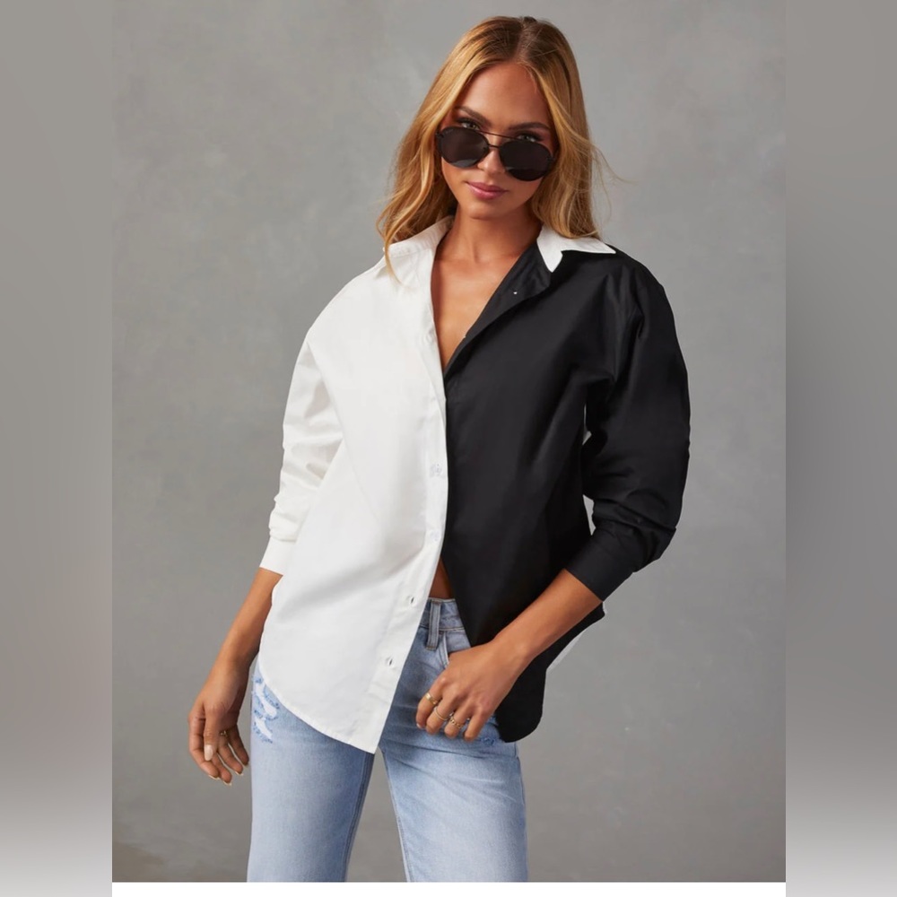 Vici color block button down shirt